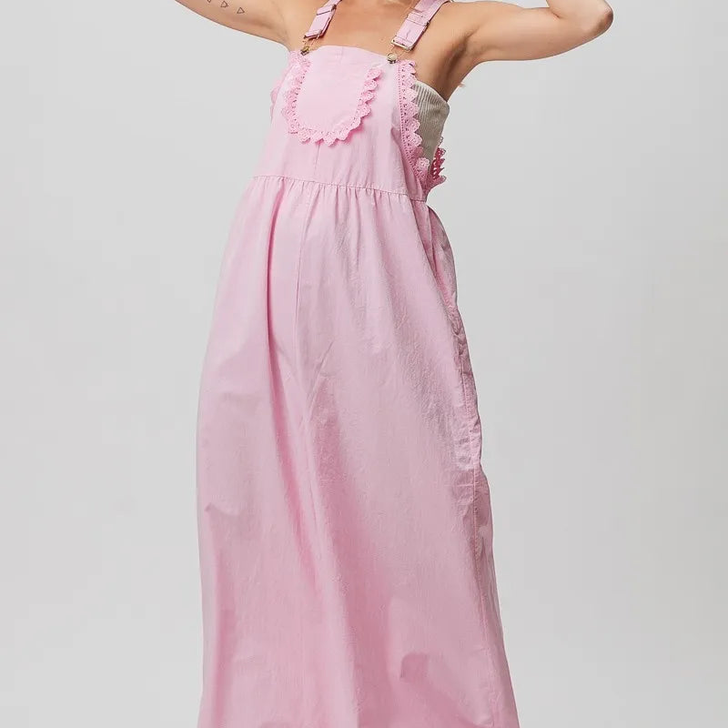 BiBi Lace Edge Detail Wide Leg Overall