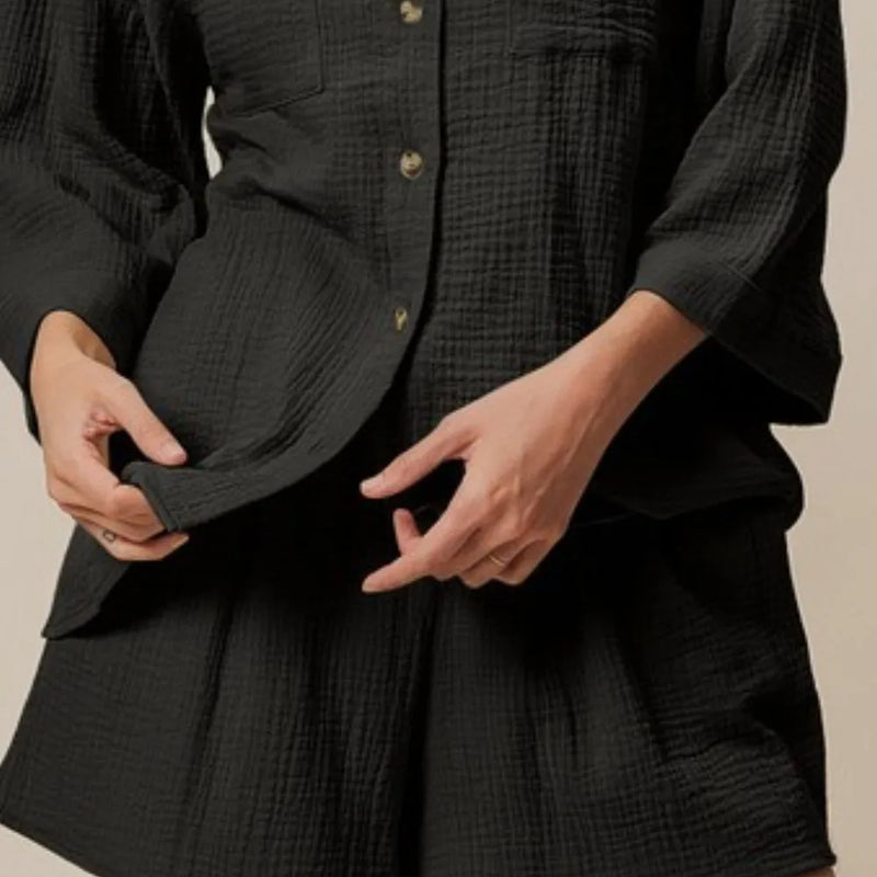 BiBi Crinkle Gauze Shirt and Short Set