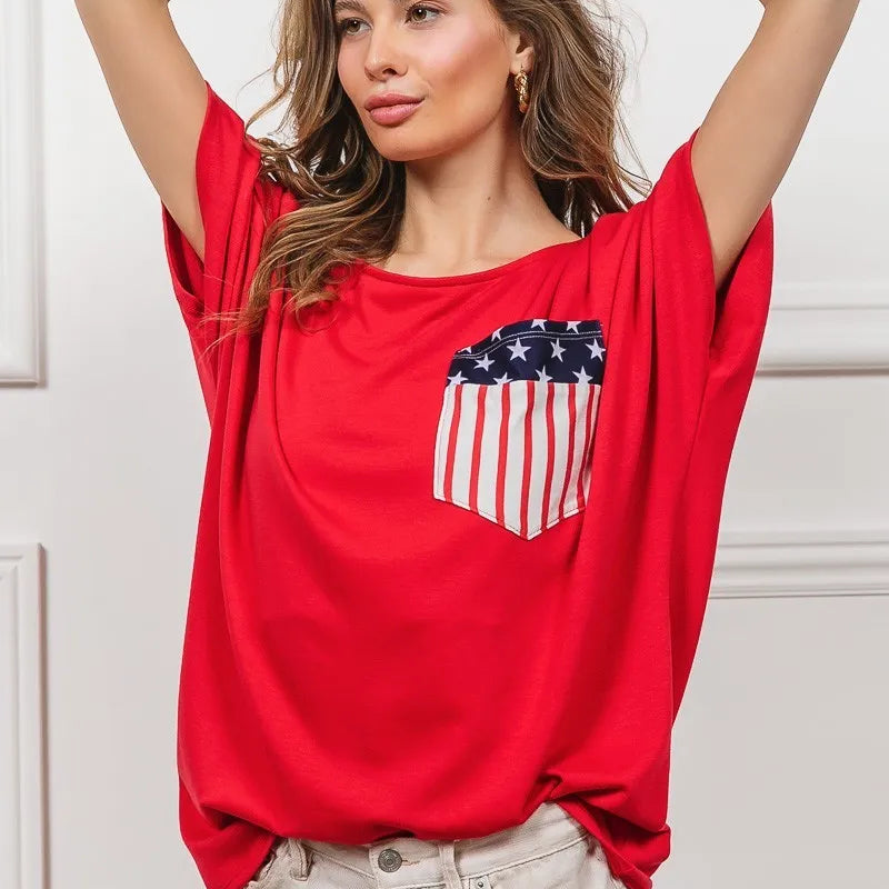 BiBi French Terry With Front Pocket Dolman Sleeves Top