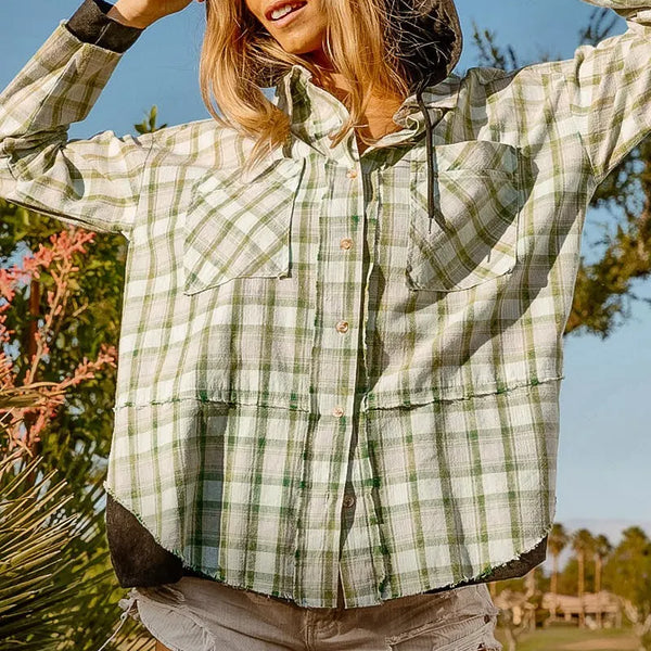 BiBi Casual Check Shirts with Hood