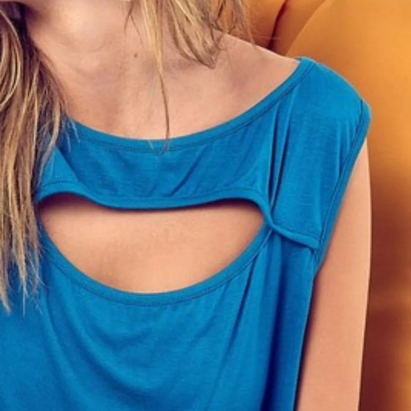 BiBi Rayon Span Knit With Cut Out Front Sleeveless Top
