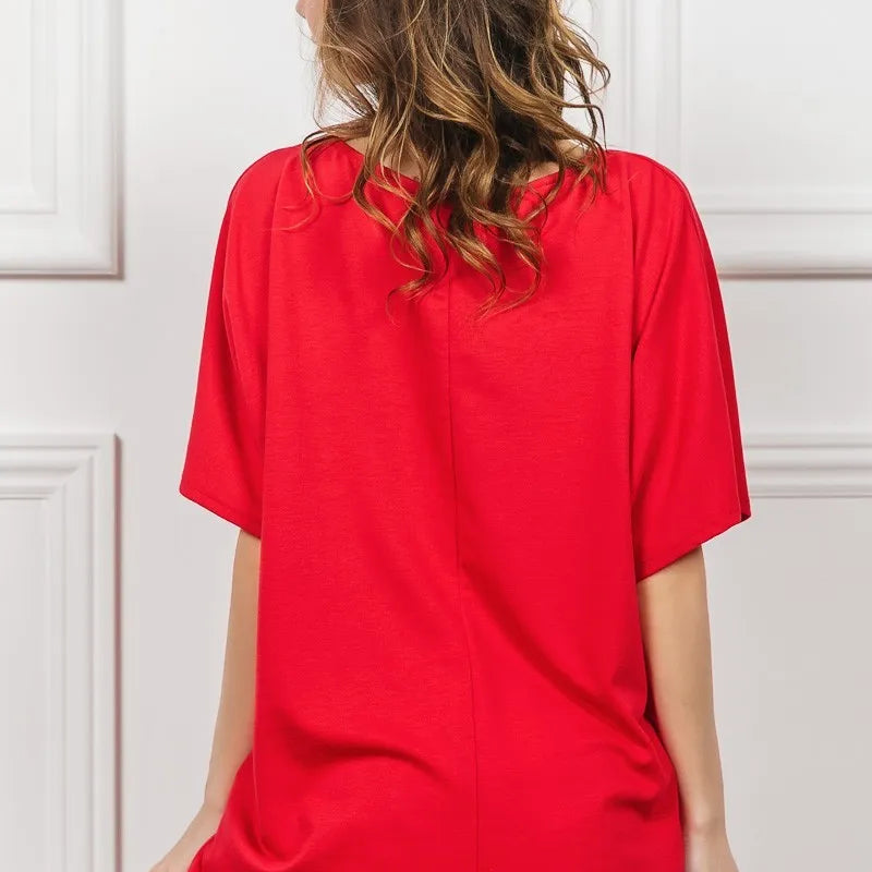 BiBi French Terry With Front Pocket Dolman Sleeves Top
