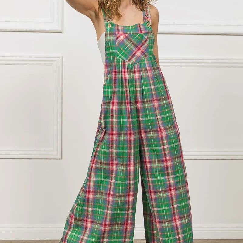 BiBi Multi Color Check Plaid Overall