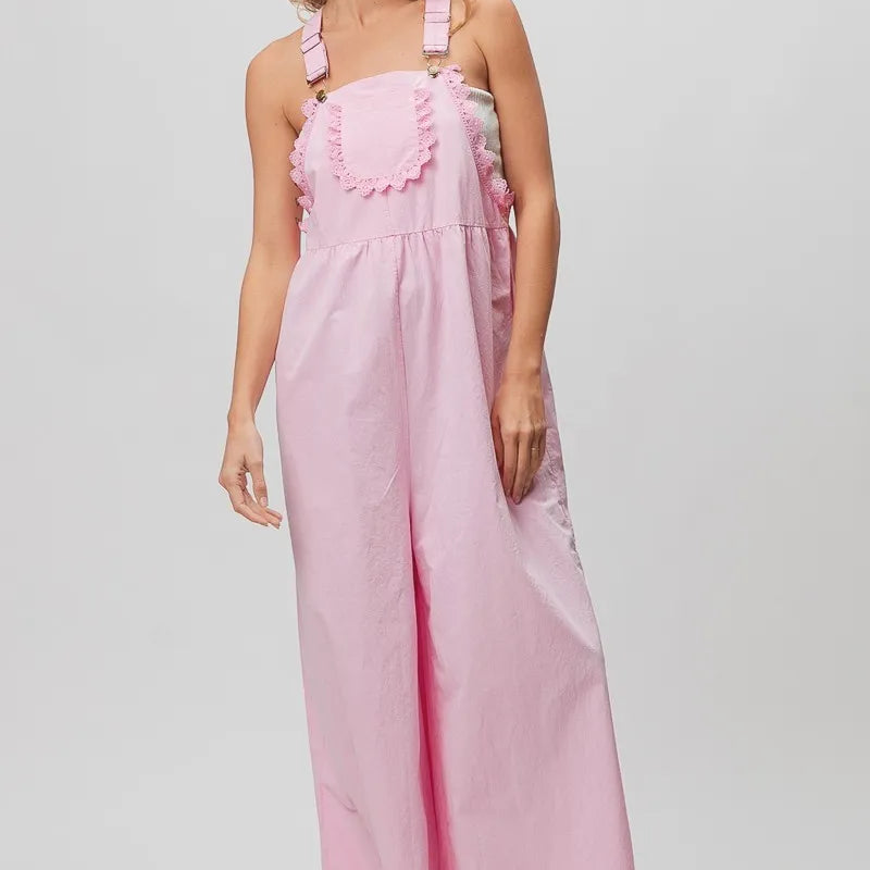 BiBi Lace Edge Detail Wide Leg Overall