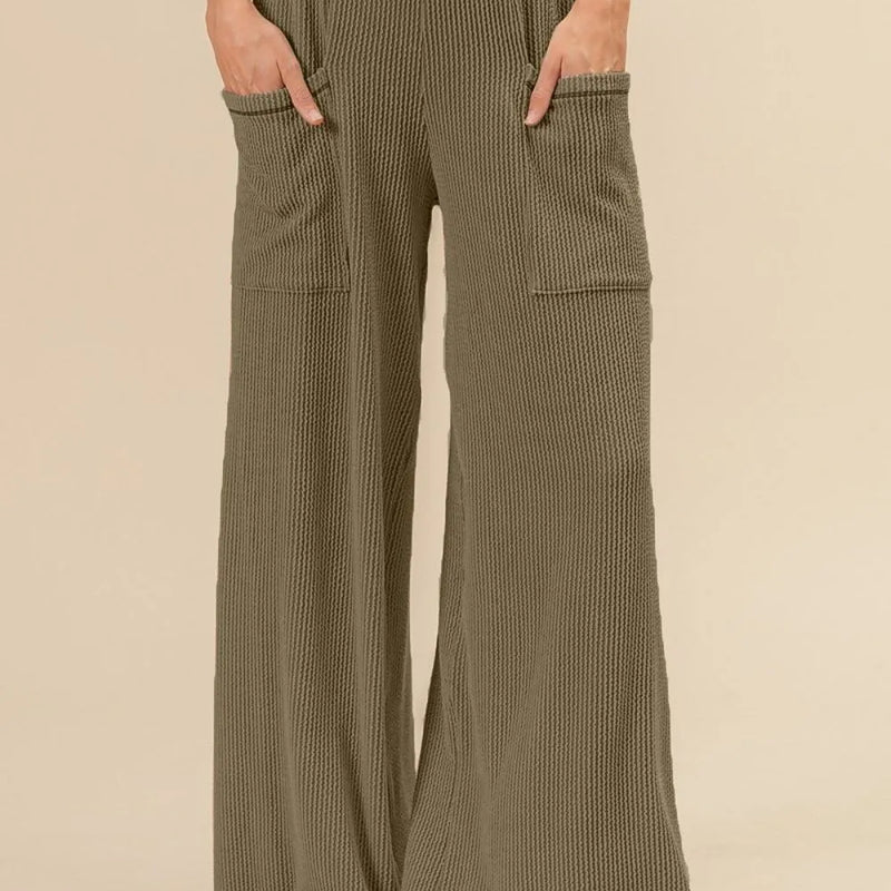 BiBi 2tone Cord Rib Waist Band Side Pocket Pants