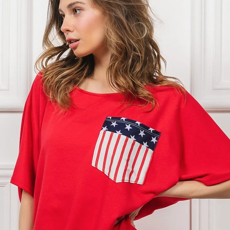 BiBi French Terry With Front Pocket Dolman Sleeves Top