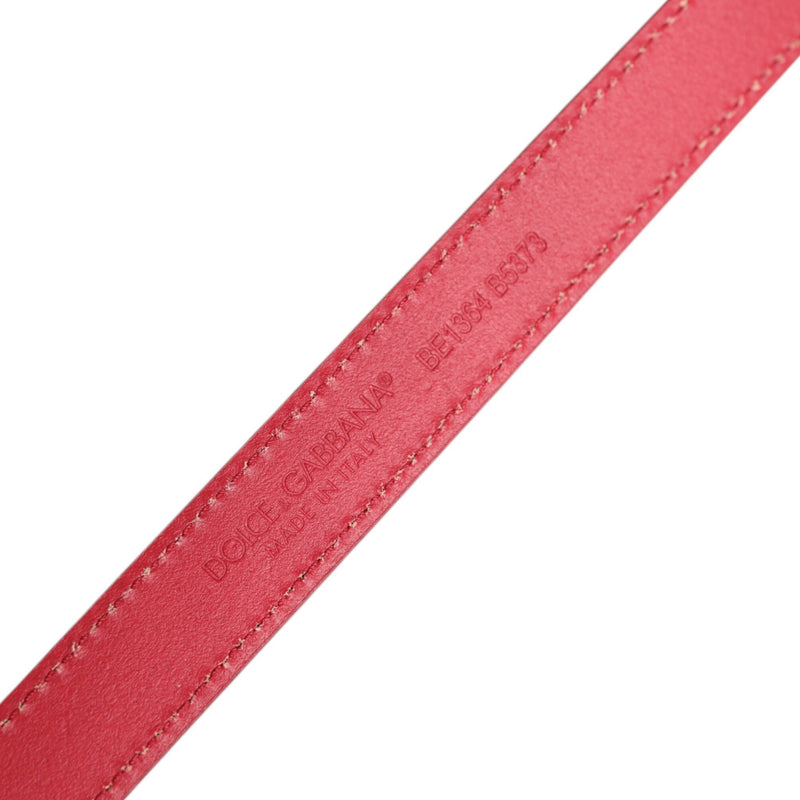 Dolce & Gabbana Red Leather Square Metal Buckle Cintura Belt
