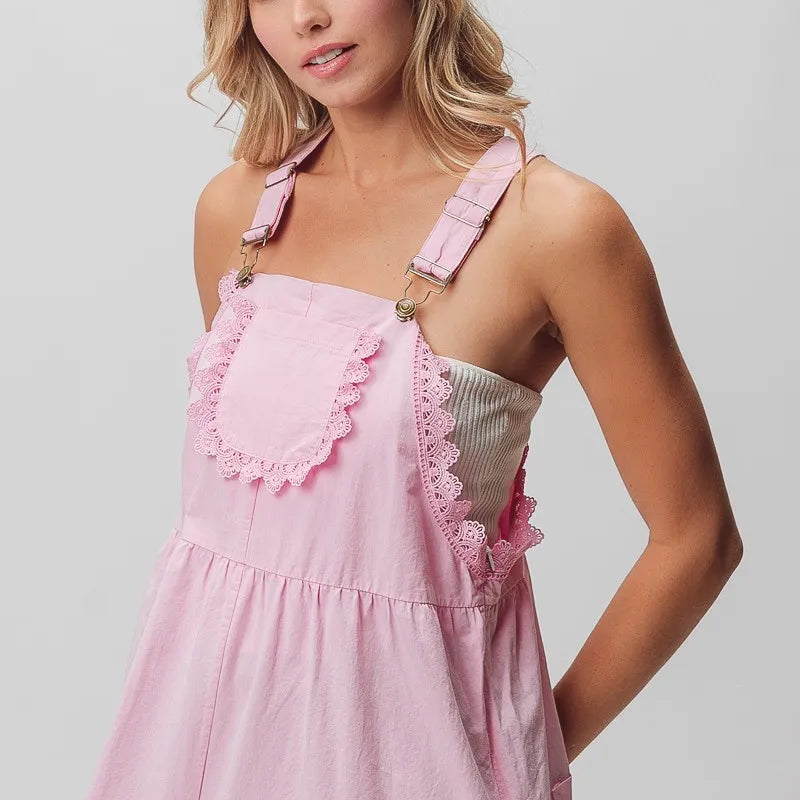 BiBi Lace Edge Detail Wide Leg Overall