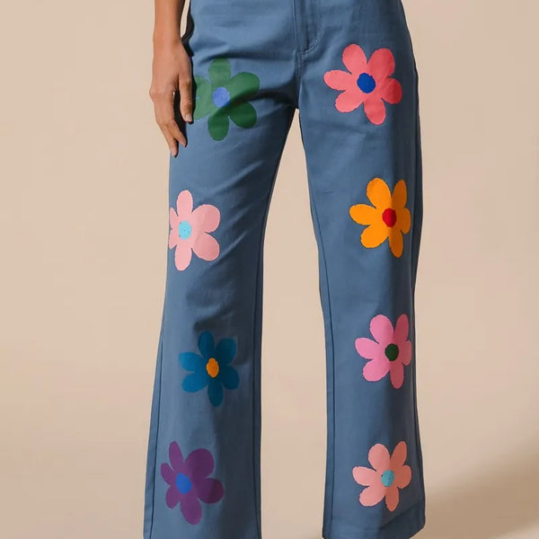 BiBi Flower Print Straight Legs Pants