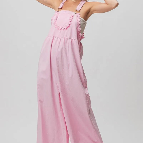 BiBi Lace Edge Detail Wide Leg Overall