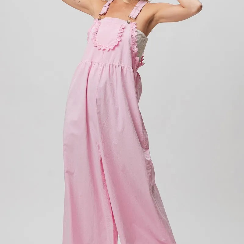 BiBi Lace Edge Detail Wide Leg Overall
