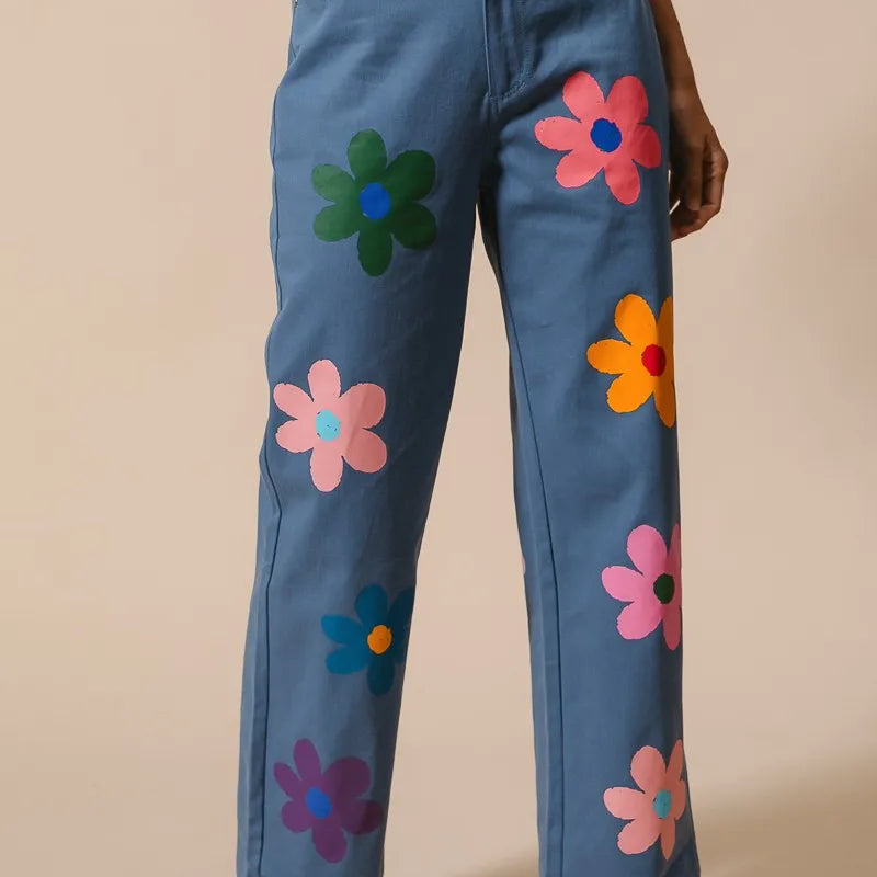 BiBi Flower Print Straight Legs Pants