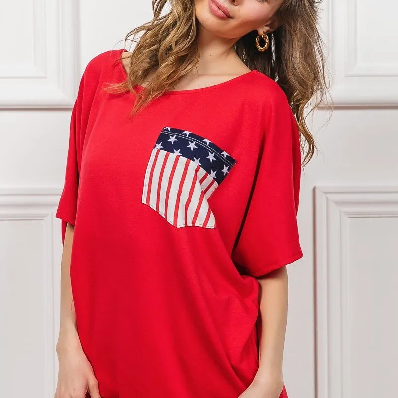 BiBi French Terry With Front Pocket Dolman Sleeves Top