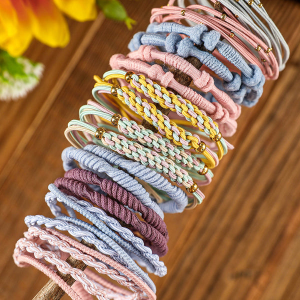 10pcs Pink Knotted Hair Ties