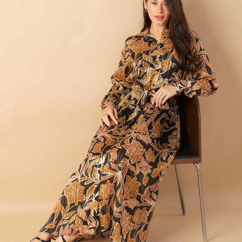 BETWEEN THE LINES WOVEN MIDI DRESS
