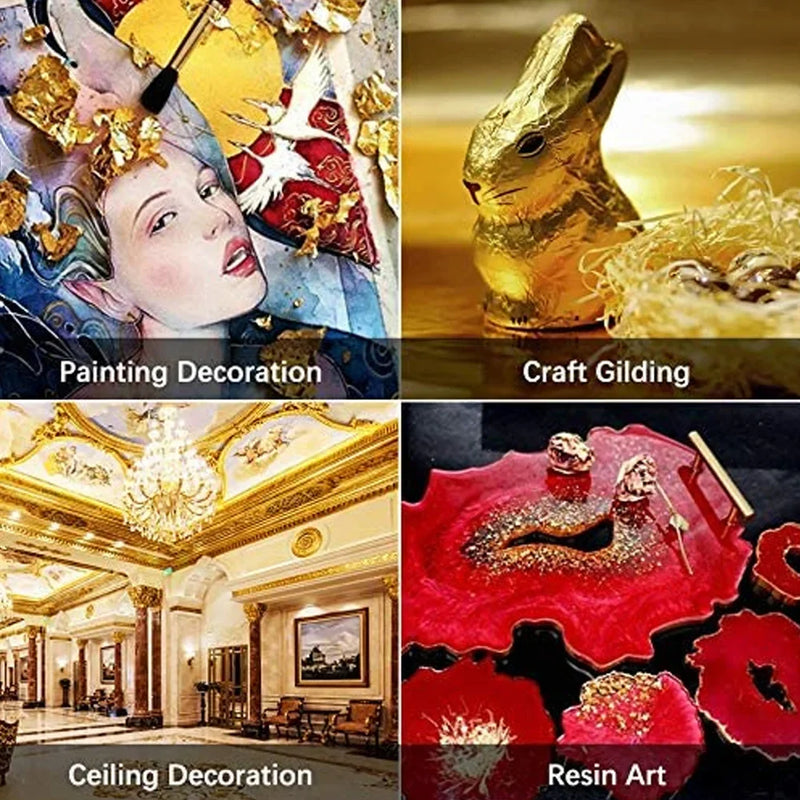 100Pcs Imitation Gold Sliver Copper Foil Paper DIY Resin Candle Plaster Craft Leaf Flake Gilding Sheets Art Nail Home Decoration