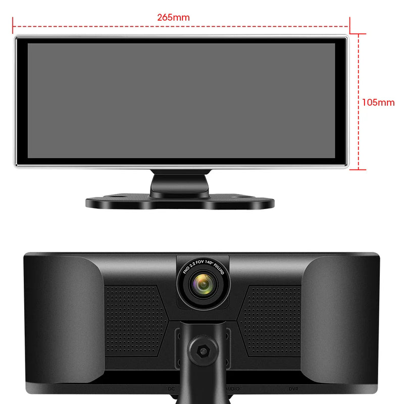 10/11.26 inch Dash Cam 4K Car DVR Wireless Carplay & Android Auto GPS Navigation Video Recorder Dashboard Dual Lens Wifi FM AUX