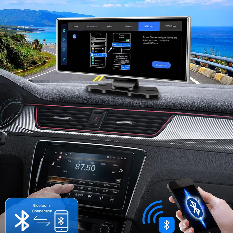 10/11.26 inch Dash Cam 4K Car DVR Wireless Carplay & Android Auto GPS Navigation Video Recorder Dashboard Dual Lens Wifi FM AUX
