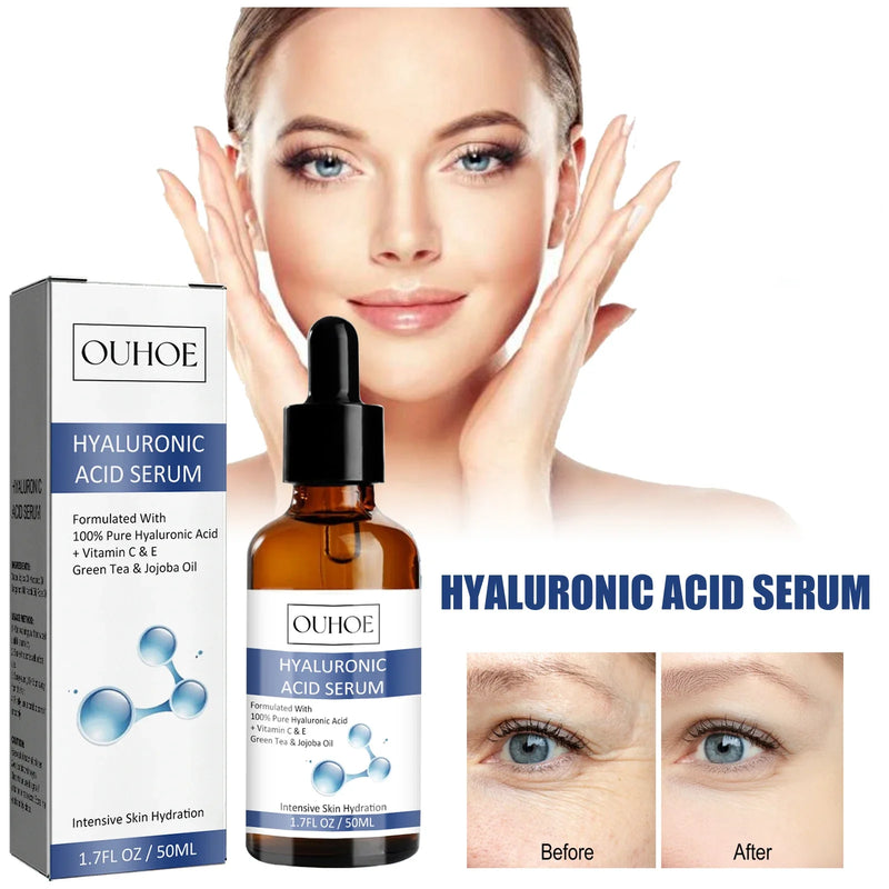 Ouhoe 50ml Hyaluronic Acid Anti Aging Face Serum Moisturizing Repair Redness Firming Facial Shrink Pores Skin Hydrating Serum