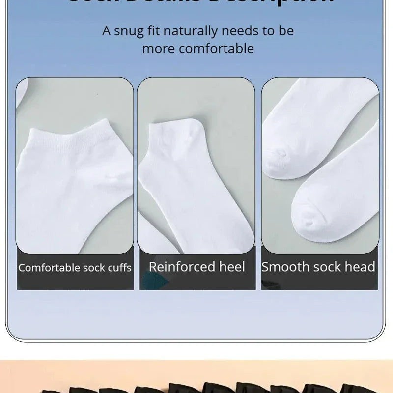 10 Pairs Women/Men Boat Socks Invisible Low Cut Silicone Non-slip Summer No-show Ankle Socks Solid Color Casual Breathable