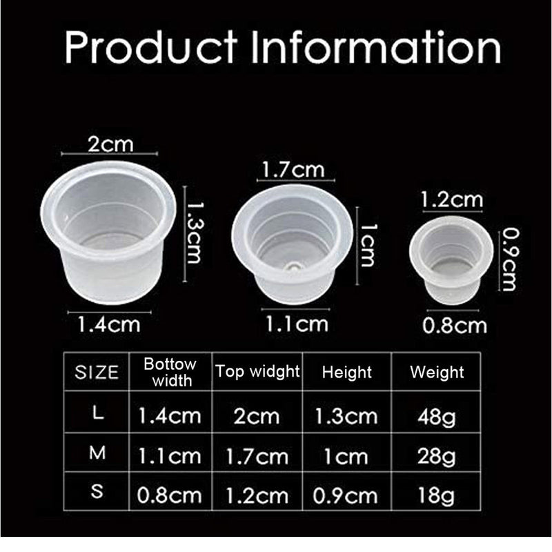 100pcs S/M/L Disposable Tattoo Ink Cups Plastic Pigment Clear Holder Container Caps Tattoo Permanent Makeup Microblading Supply