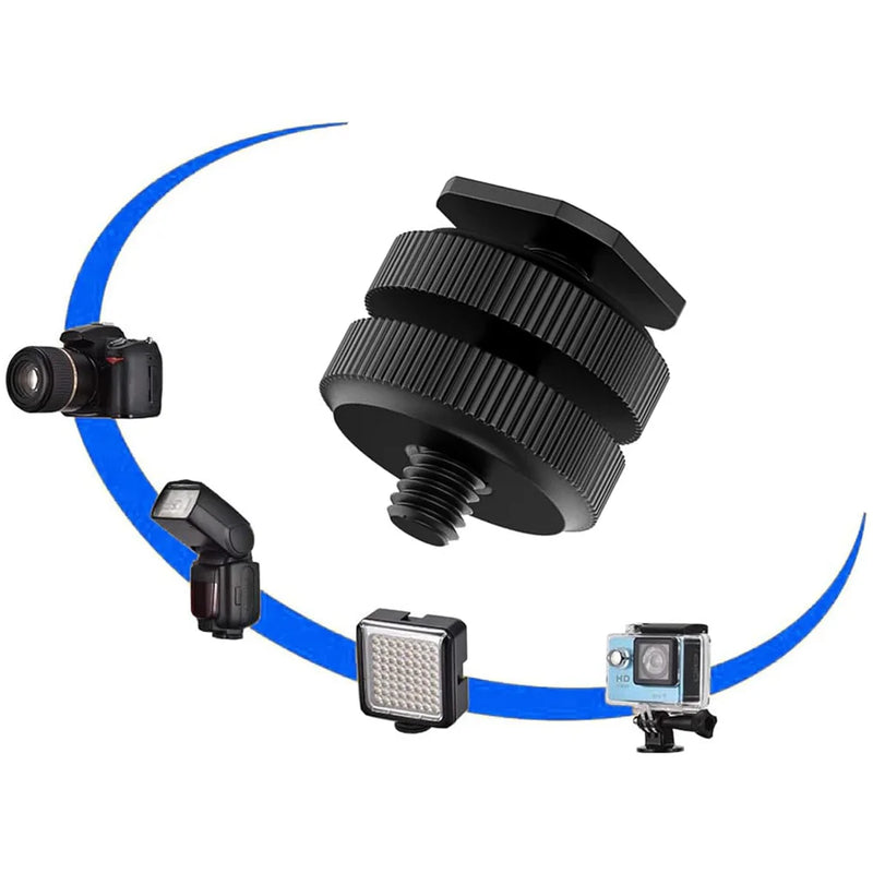 1/4 Hot Shoe Mount Holder Dual Nut Cold Shoe Adapter Bracket For Double-Layer Camera Hot Shoe Adapter Action Camera Accessories