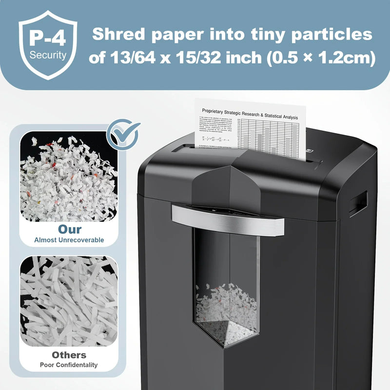 Bonsaii 12-Sheet Micro Cut Paper Shredder with 4 Casters & 4.2 Gal Pullout Wastebin