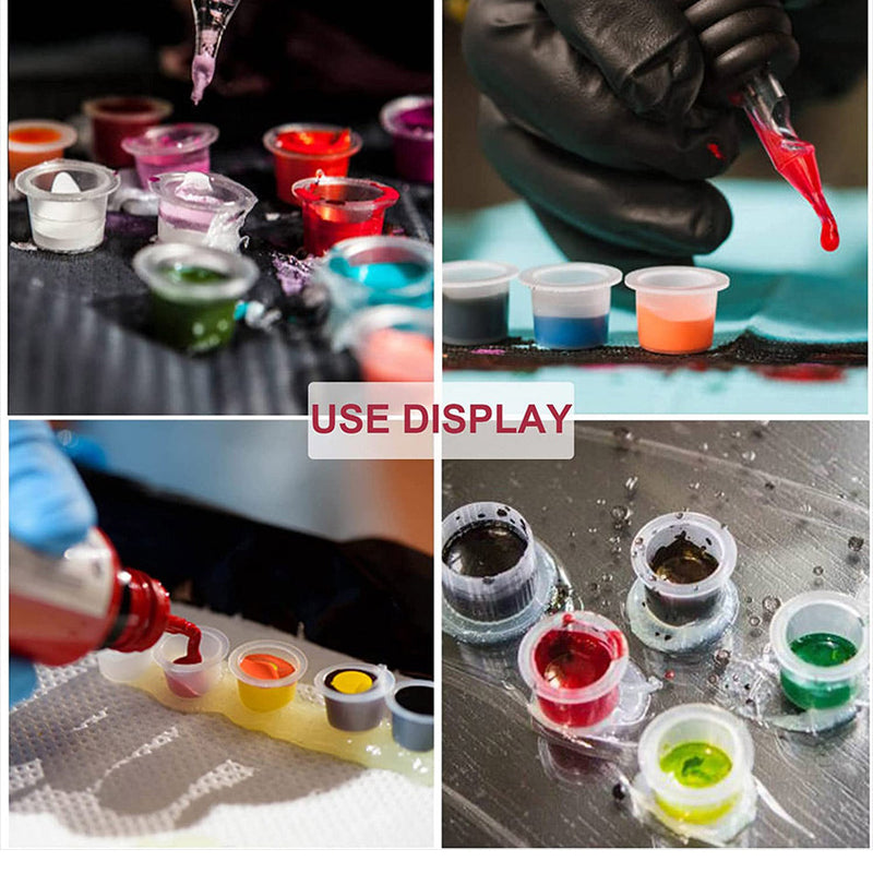 100pcs S/M/L Disposable Tattoo Ink Cups Plastic Pigment Clear Holder Container Caps Tattoo Permanent Makeup Microblading Supply