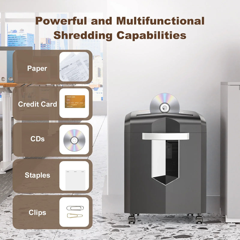 Bonsaii 12-Sheet Micro Cut Paper Shredder with 4 Casters & 4.2 Gal Pullout Wastebin