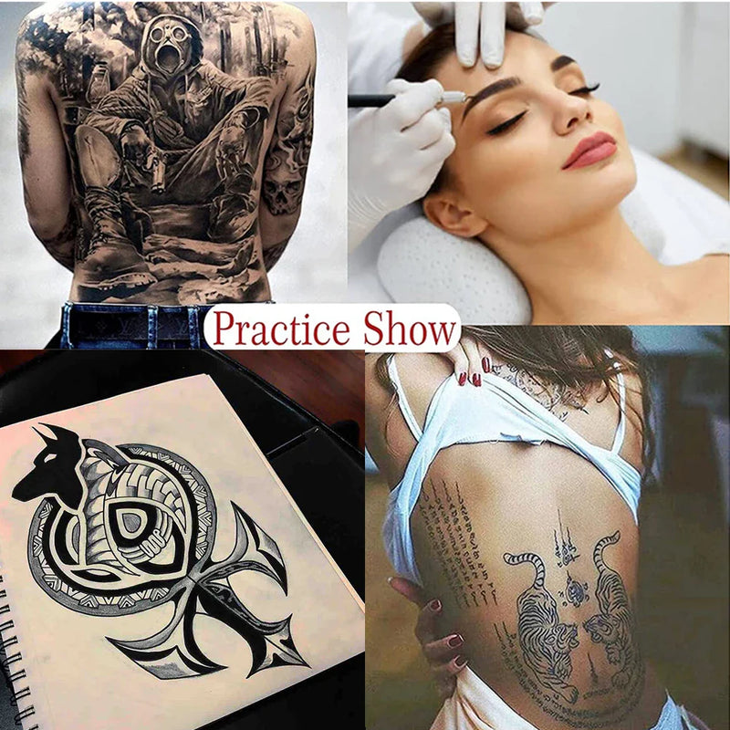 1/3/5pcs Tattoo Blank Practice Skin Eyebrow Gragon Pattern Paint Mixer Makeup Double Sized Synthetic Skin Tattoo Accessories