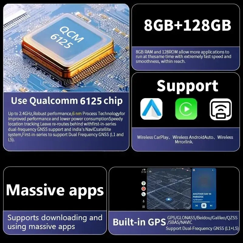 CarPlay Ai Box 8+128G Android 13 Wireless Carplay Android Auto QCM6125 8-Core CPU 4G LTE for VW Audi Kia Fiat