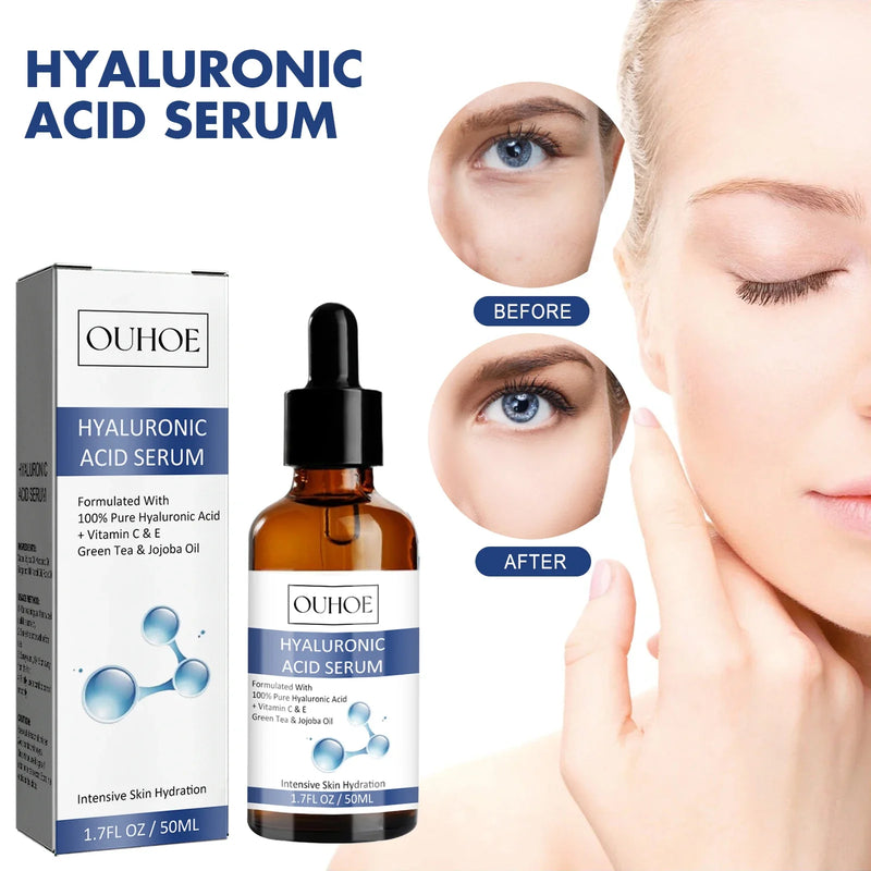Ouhoe 50ml Hyaluronic Acid Anti Aging Face Serum Moisturizing Repair Redness Firming Facial Shrink Pores Skin Hydrating Serum