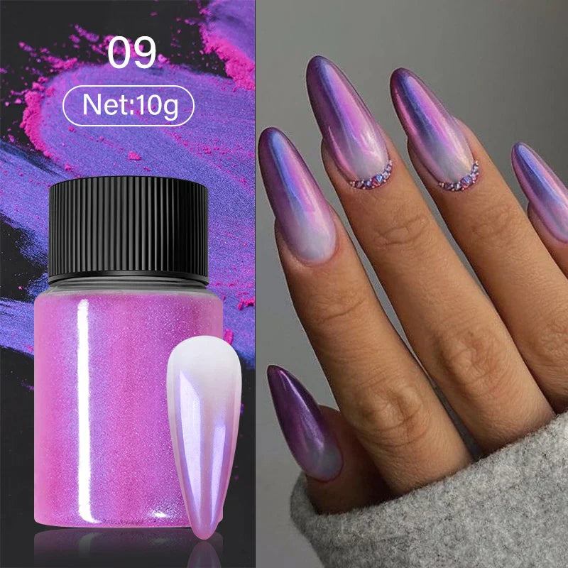 1 Box Cherry Pink Chrome Pearl Nail Powder Gradient Mirror Effect Nail Art Glitter Auroras Rubbing Dust Nail Art Manicure Decor