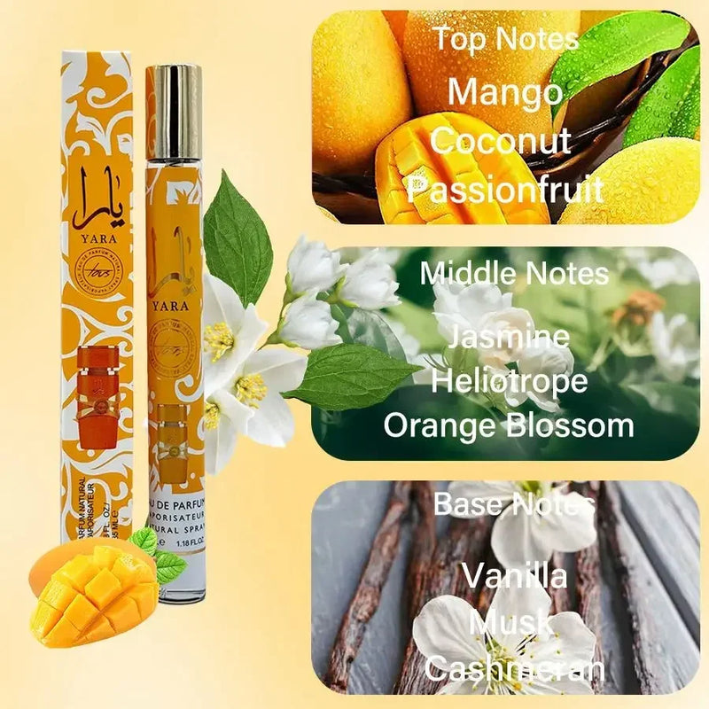 100% Original 35ml Yara Perfume Women's Man's 24 Hours Lasting Fragrance Spray Cologne Perfume Yara Moi Tous Asad Christmas Gift