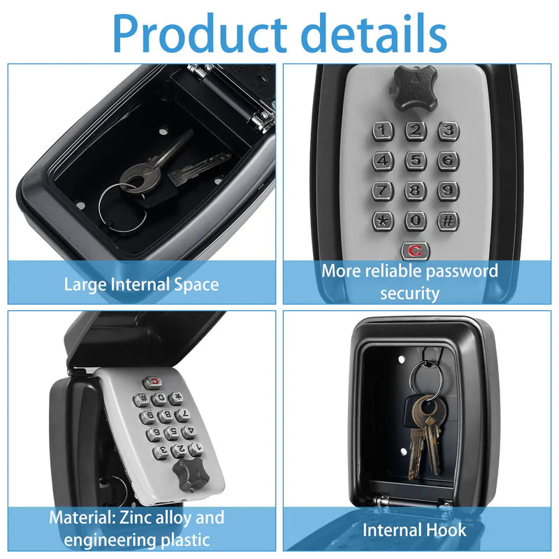 1/2Pcs Wall Mount Key Lock Safe Secret Storage Box Code Security Lock No Key Home Office Key Portable Combination Box Organizer