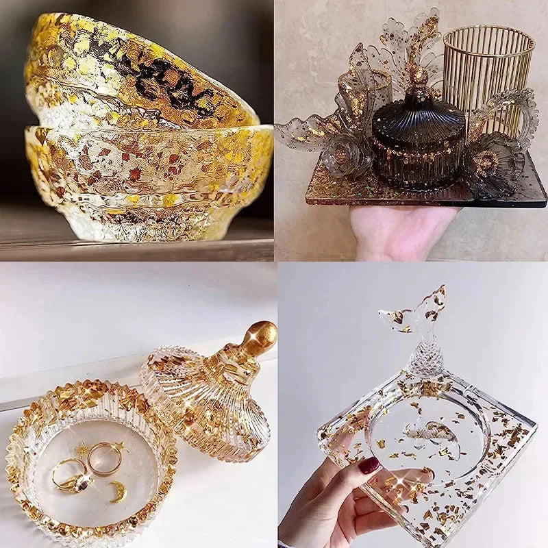 100Pcs Imitation Gold Sliver Copper Foil Paper DIY Resin Candle Plaster Craft Leaf Flake Gilding Sheets Art Nail Home Decoration