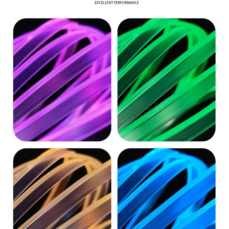 1/2/3/4/5M RGB Car Interior Ambient LED Light Strip Invisible USB Fiber Optic Atmosphere Lamp support APP Control