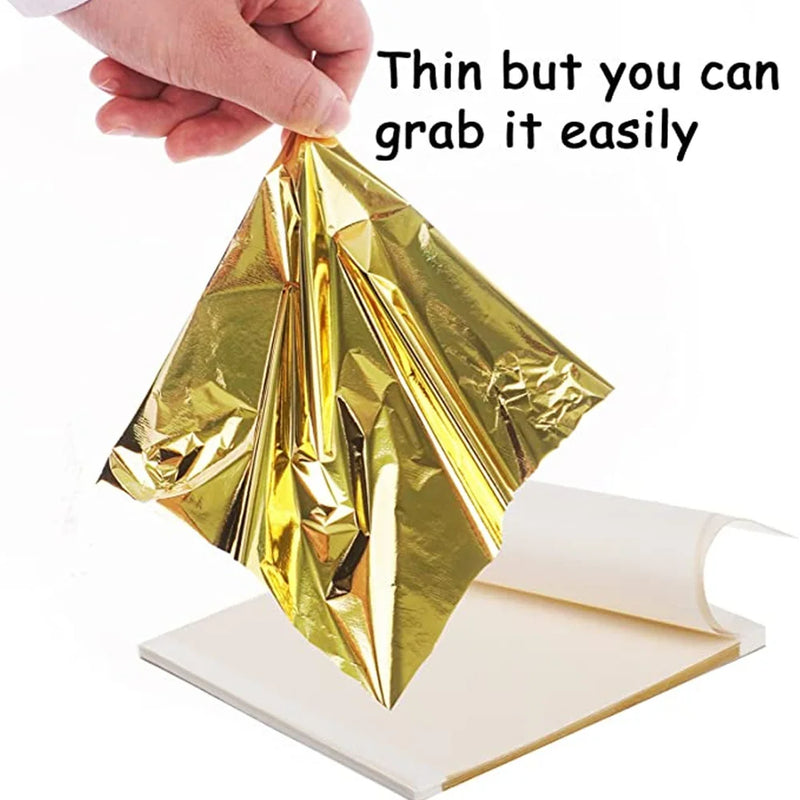 100Pcs Imitation Gold Sliver Copper Foil Paper DIY Resin Candle Plaster Craft Leaf Flake Gilding Sheets Art Nail Home Decoration