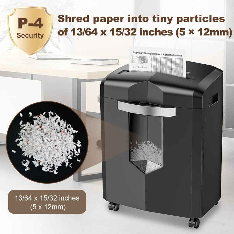 Bonsaii 12-Sheet Micro Cut Paper Shredder with 4 Casters & 4.2 Gal Pullout Wastebin