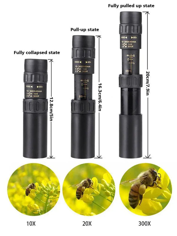 10-300x Zoom Portable Strong Binoculars Long Range Professional Spyglass Monocular Telescope Low Night For hunting phone lens