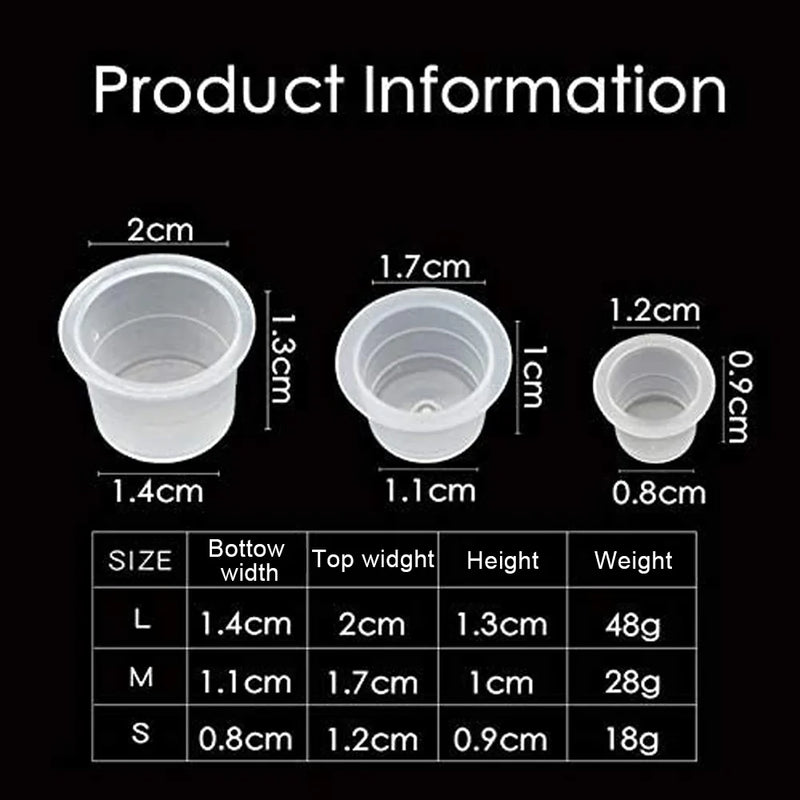 100pcs S/M/L Disposable Tattoo Ink Cups Plastic Pigment Clear Holder Container Caps Tattoo Permanent Makeup Microblading Supply