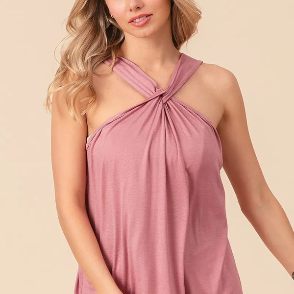 BiBi Rayon Span Jersey Knit Halter Neck Tank Top