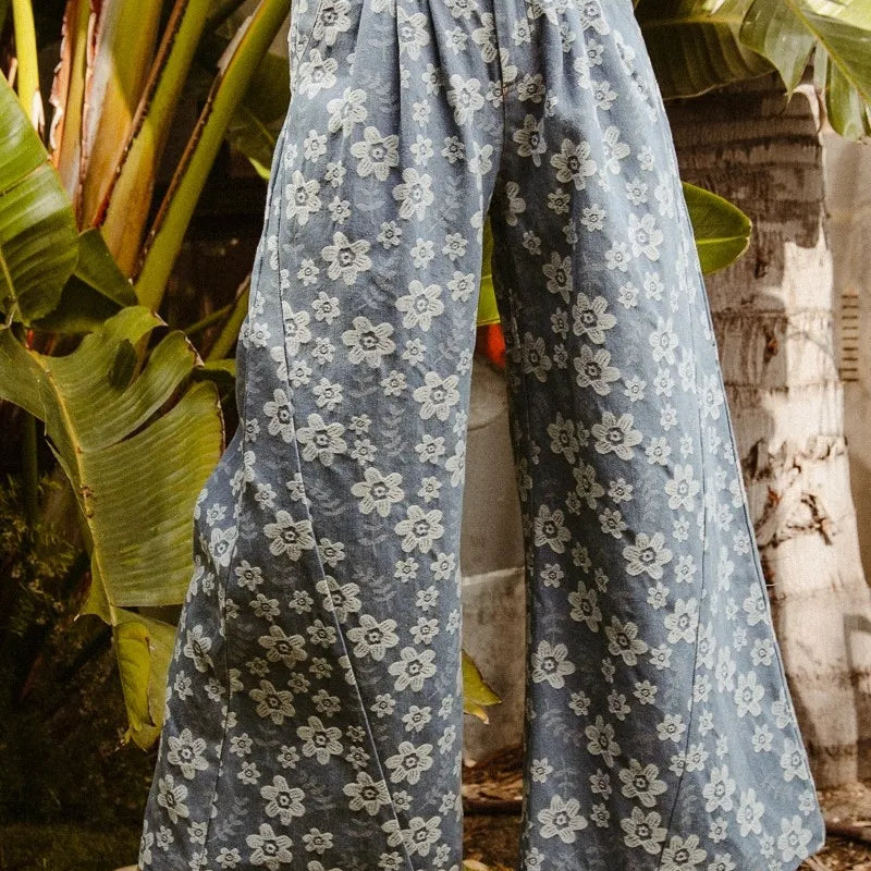 BiBi Floral Texture Wide Leg Jeans