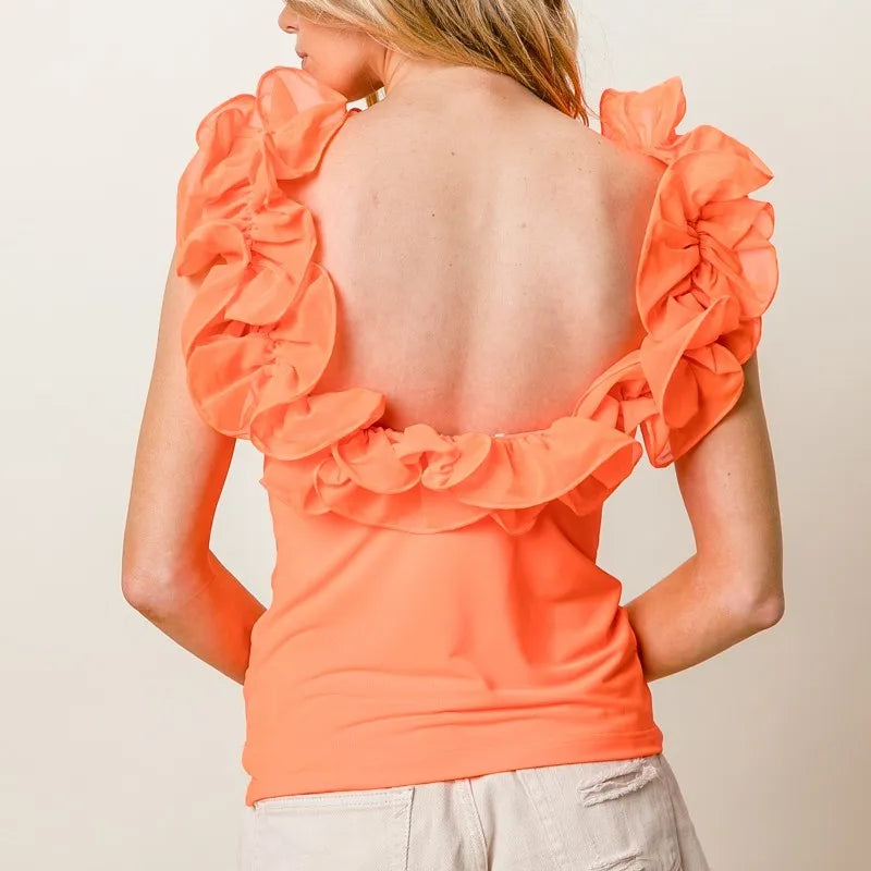 BiBi Merrow Frilled Strap With Neckline Tank Top