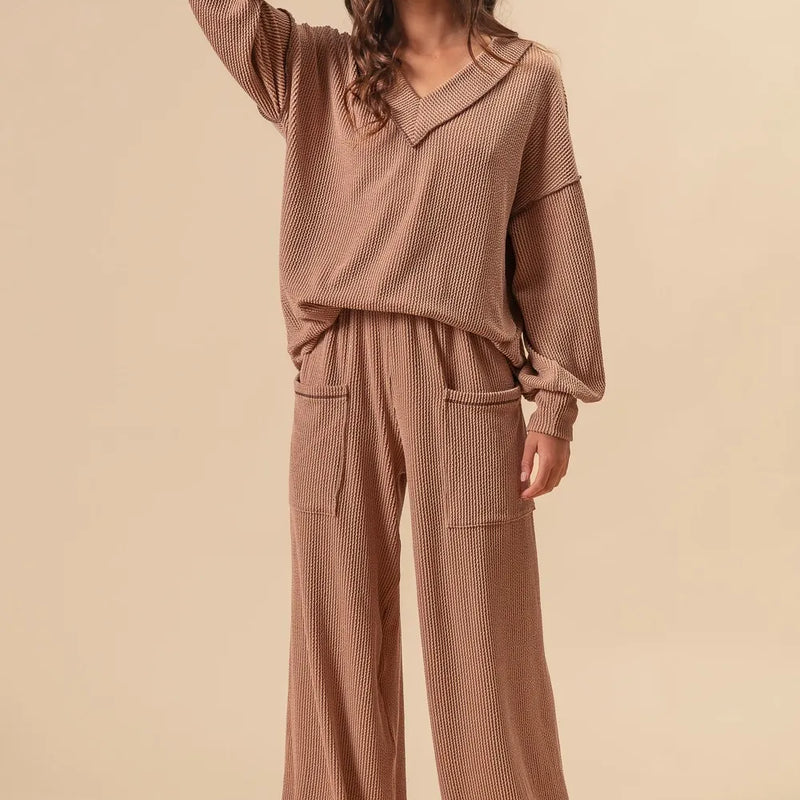 BiBi 2tone Cord Rib Waist Band Side Pocket Pants