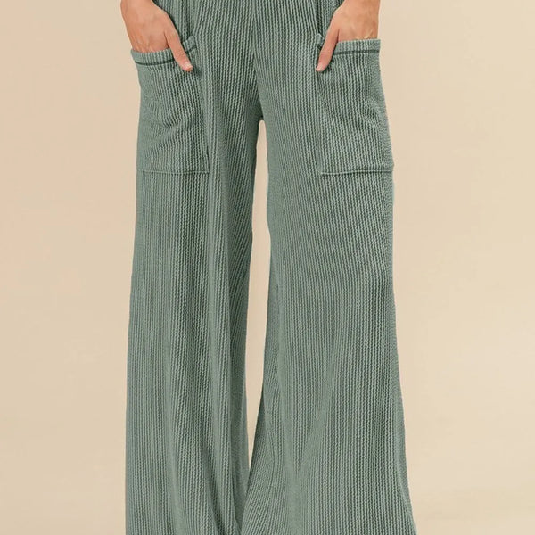 BiBi 2tone Cord Rib Waist Band Side Pocket Pants