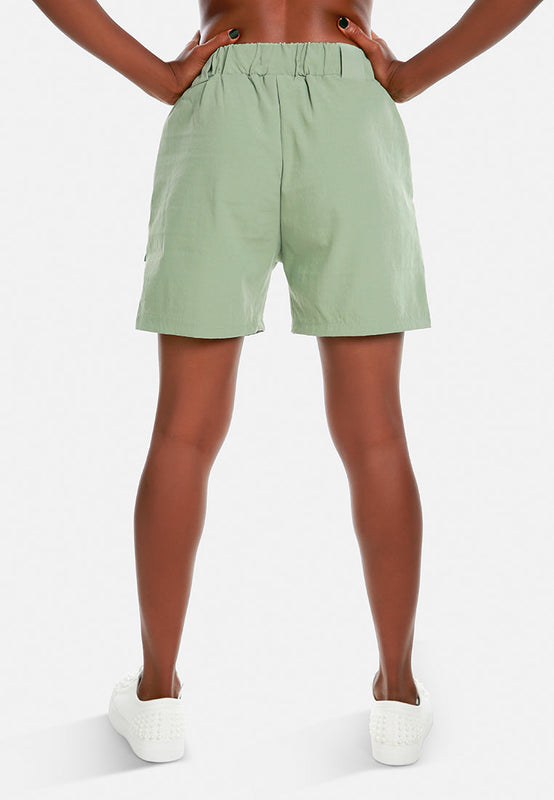 Belt Loop Solid Cargo Shorts