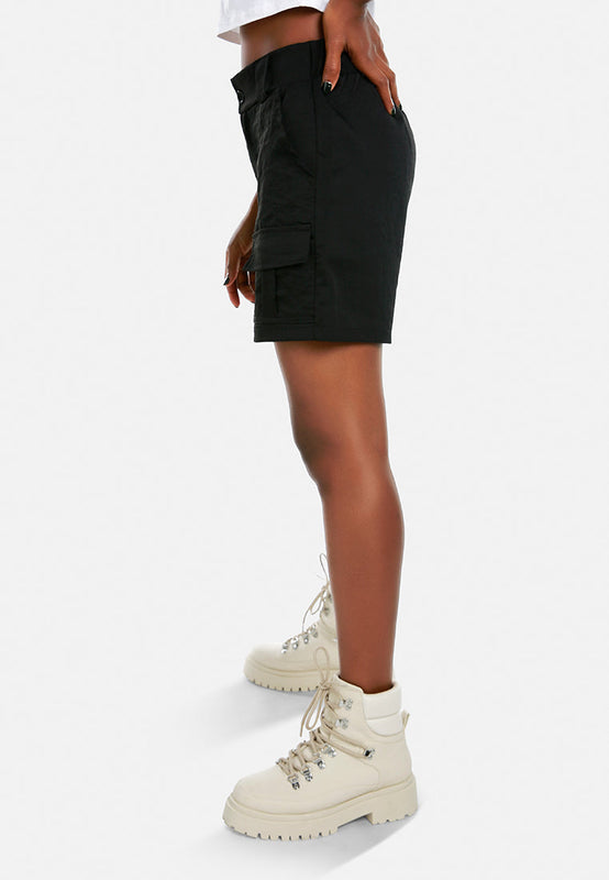 Belt Loop Solid Cargo Shorts