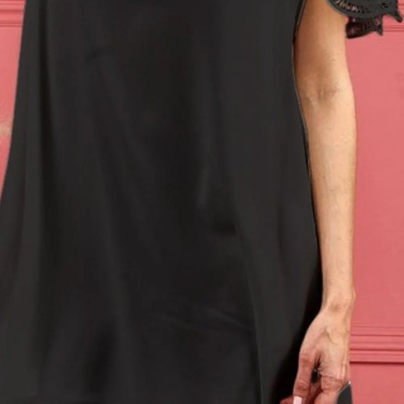 BiBi Crochet Lace Yoke Detailed Wrinkled Dress
