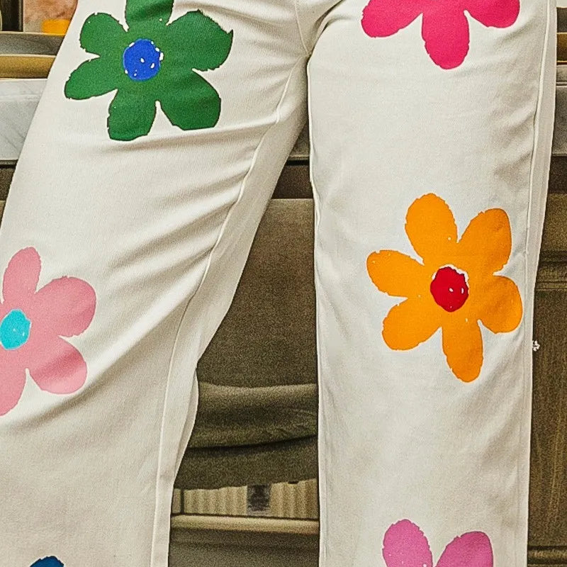 BiBi Flower Print Straight Legs Pants